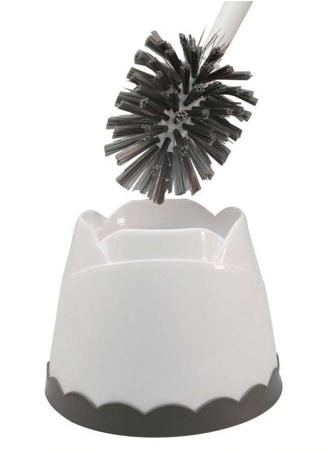 Home Pro Toilet Brush with Holder Compact Round Design Comfortable Handle  - Image 3