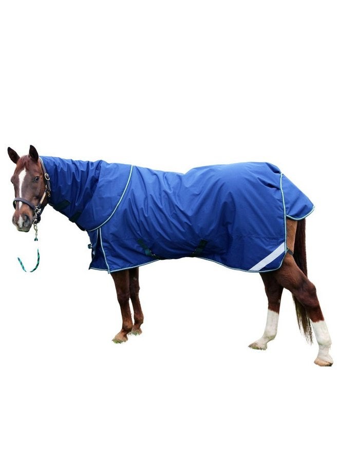 إنتريبيد إنترناشونال بطانية Pro-Trainer Turnout مع غطاء رقبة قابل للفصل باللون الأزرق الداكن، مصنوعة من مادة Ripstop 1200 دينير، حشوة 100 جرام، 78 بوصة - مقاومة للماء، دافئة، مريحة، قابلة للتنفس، بطانيات وأغطية للخيول - Image 2