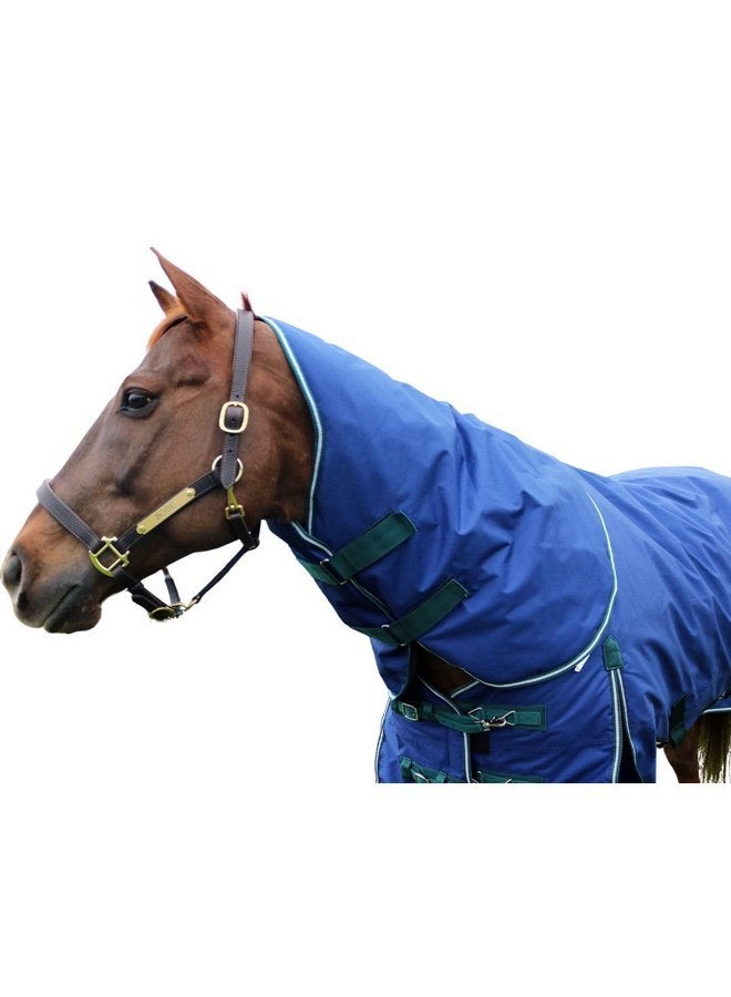 إنتريبيد إنترناشونال بطانية Pro-Trainer Turnout مع غطاء رقبة قابل للفصل باللون الأزرق الداكن، مصنوعة من مادة Ripstop 1200 دينير، حشوة 100 جرام، 78 بوصة - مقاومة للماء، دافئة، مريحة، قابلة للتنفس، بطانيات وأغطية للخيول - Image 4