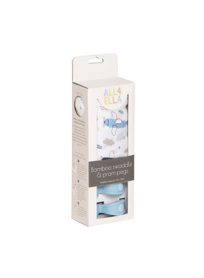 All4Ella Bamboo & 2 Pram Peg Box Set - Planes - Image 1
