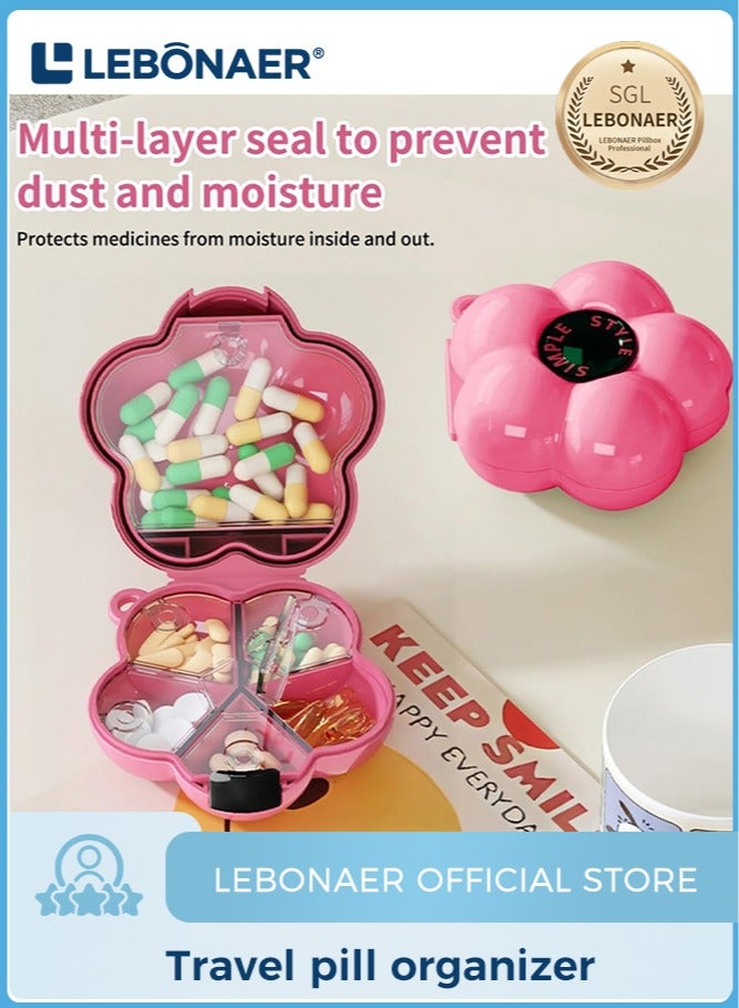 lebonaer Weekly Pill Organizer, Cute 7 Day Pill Box, Daily Vitamin Organizer for Fish Oil/Medicine/Supplements（Red&Black） - Image 1