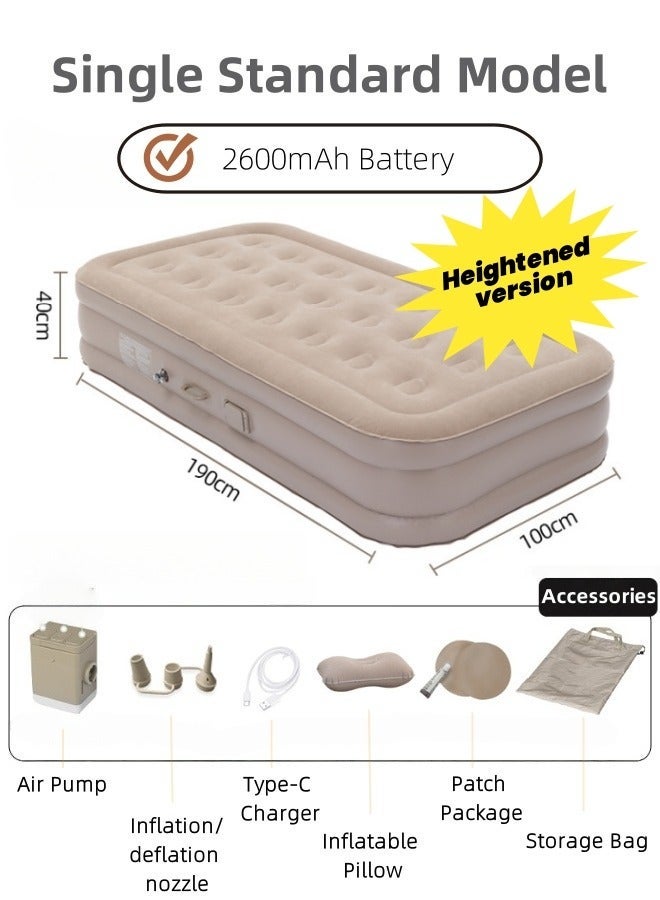 Saudi Select Single Height Inflatable Mattress with Built-In Pump, Portable Air Mattress with One-Touch Quick Automatic Inflation/Deflation, Suitable for Home or Outdoor Travel and Camping - Image 2