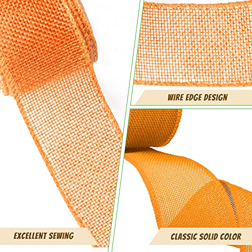 Mlurcu Burlap Wired Ribbon 8 Rolls - Natural 1-1/2 Inch 40 Yards Solid Fabric Edge for Christmas Craft DIY Wrapping Wreath Holiday Party Decorations (Light Color) - Image 4