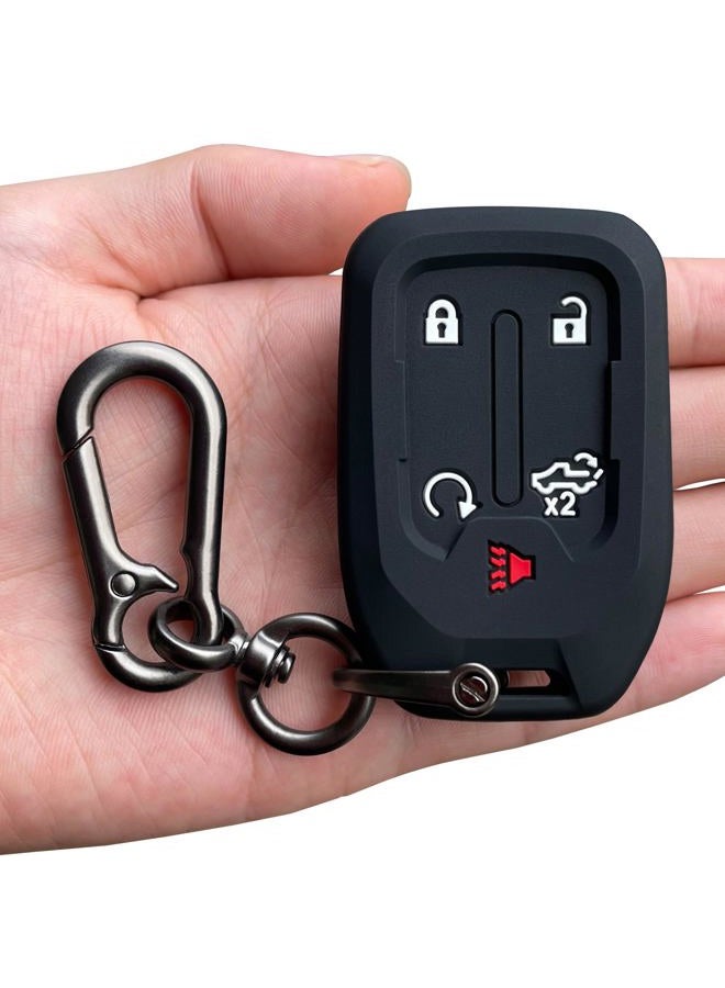 TANDRIVE Silicone Smart Key Fob Case Cover for 2022 2021 2020 2019 Chevy Silverado and GMC Sierra 1500 2500HD 3500HD, Remote Protector Accessories Holder(5-Button, Black) - Image 1