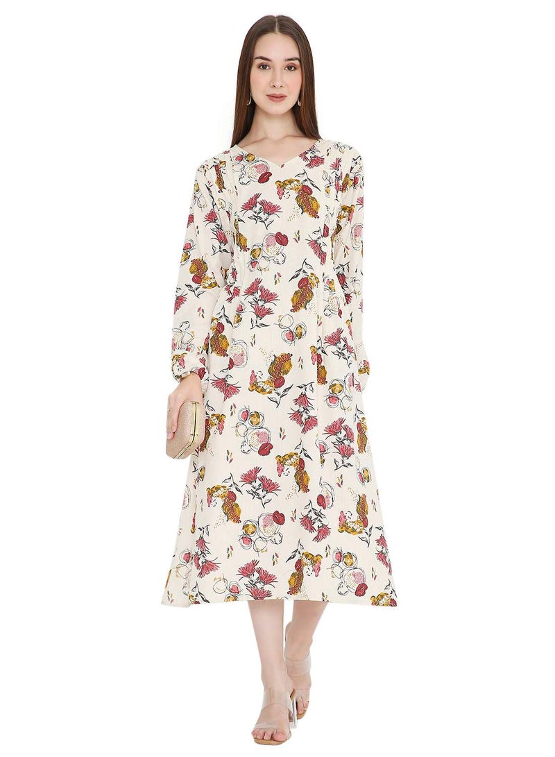 HANA & SARA HIGH QUALITY SHORT PRINTED FARASHA ARABIC  JALABIYA DRESS - Image 4