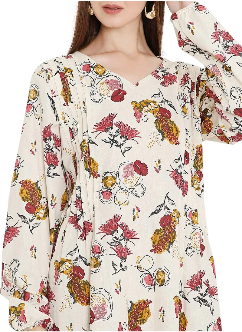 HANA & SARA HIGH QUALITY SHORT PRINTED FARASHA ARABIC KAFTAN JALABIYA DRESS