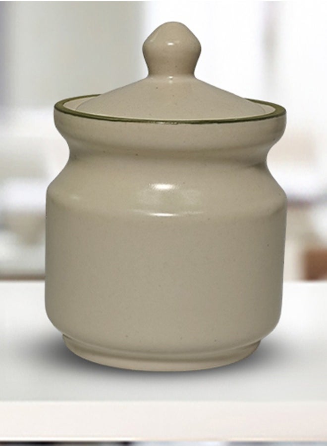 Dash And Twine Elegant Ceramic Cream Dip Jar with Lid and Classic Glossy Finish  - Image 1