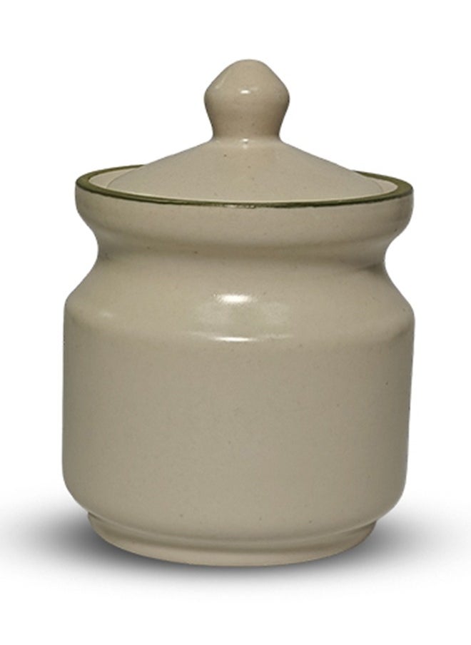 Dash And Twine Elegant Ceramic Cream Dip Jar with Lid and Classic Glossy Finish  - Image 2