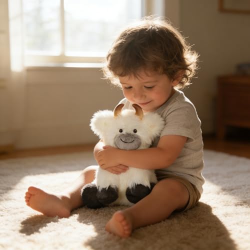 Hopearl Adorable Plush Yak Cow Toy Floppy White Yak Soft Stuffed Animal Cute Birthday Gifts for Boys Girls Kids Toddlers White 10 - Image 5