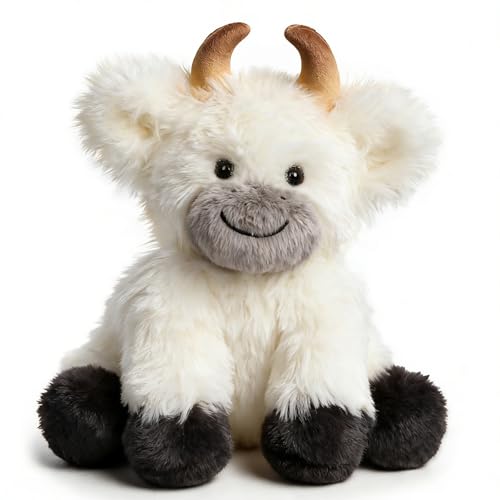 Hopearl Adorable Plush Yak Cow Toy Floppy White Yak Soft Stuffed Animal Cute Birthday Gifts for Boys Girls Kids Toddlers White 10 - Image 1