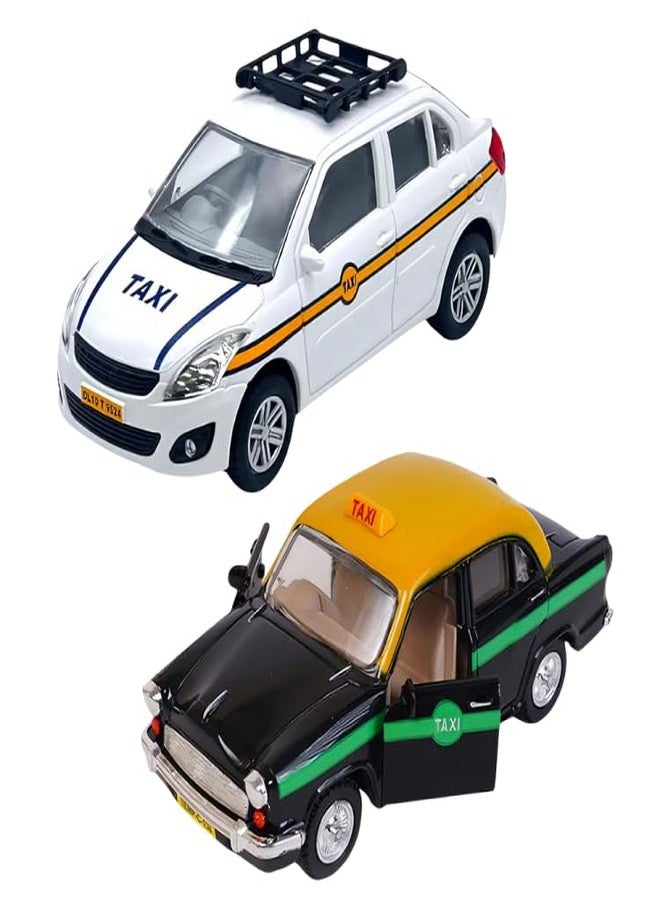 لعبة سيارة أجرة Funkartt Ola Uber Swift Dezire مع لعبة سيارة أجرة Hindustan Ambassador، مجموعة من سيارتين - Image 1