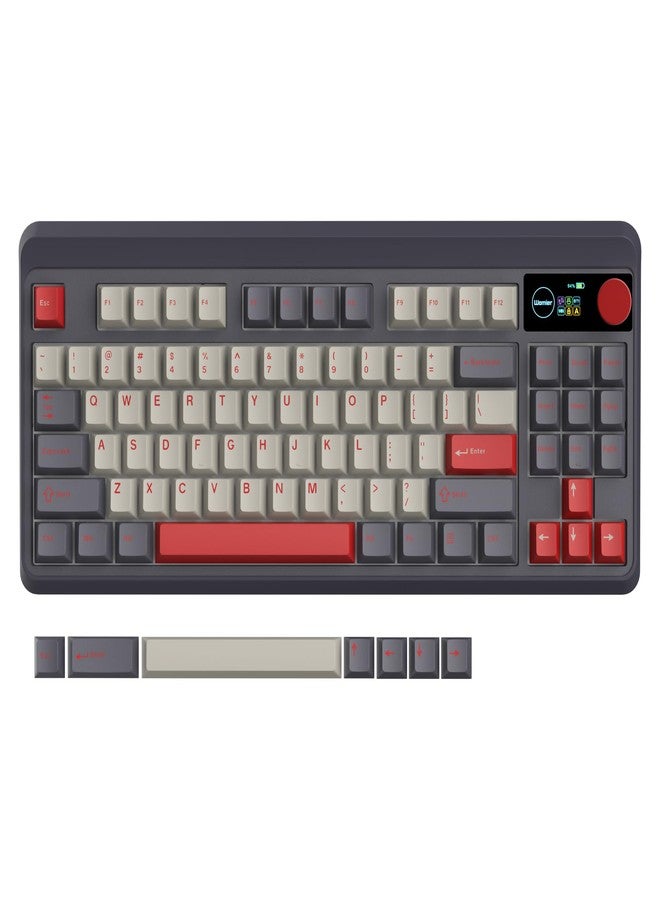 Womier Retro 75% Wireless Gaming Keyboard with Smart Multimedia Display&Knob, M87 Pro Bluetooth 5.1/2.4GHz /USB-C Wired Mechanical Keyboard with Hot-Swappable Custom Switch, RGB Backlit, Purple