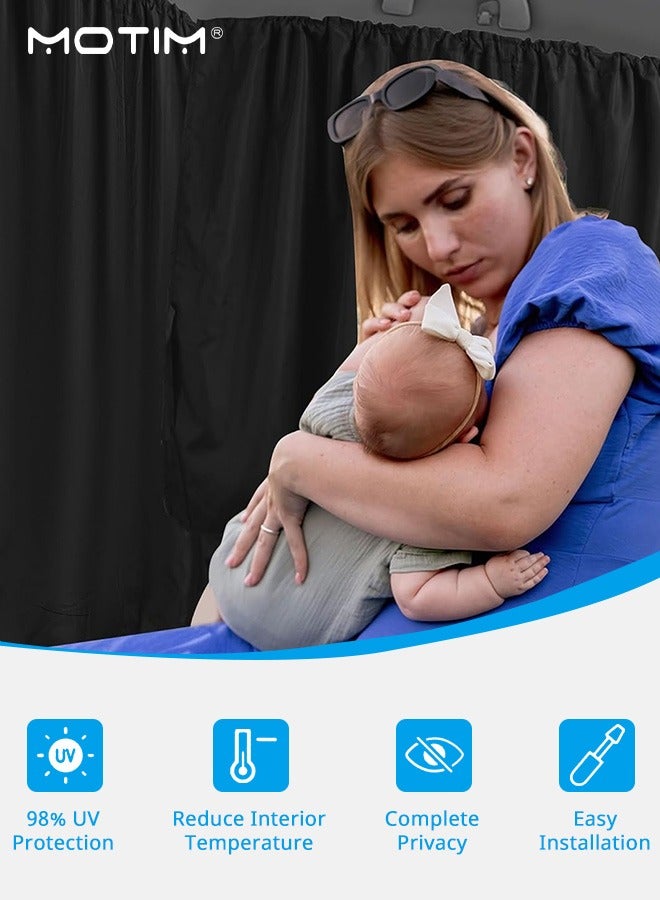 موتيم 3 قطع/مجموعة من واقيات الشمس للنافذة الجانبية للسيارة مع ستارة فاصلة للسيارة، وستائر معتمة للسيارة للحفاظ على الخصوصية، وستارة قابلة للإزالة للسيارة للحماية من الأشعة فوق البنفسجية، والحماية والخصوصية والحفاظ على البرودة، للرضاعة الطبيعية، وأخذ قيلولة، وتغيير الملابس، والتخييم - Image 2