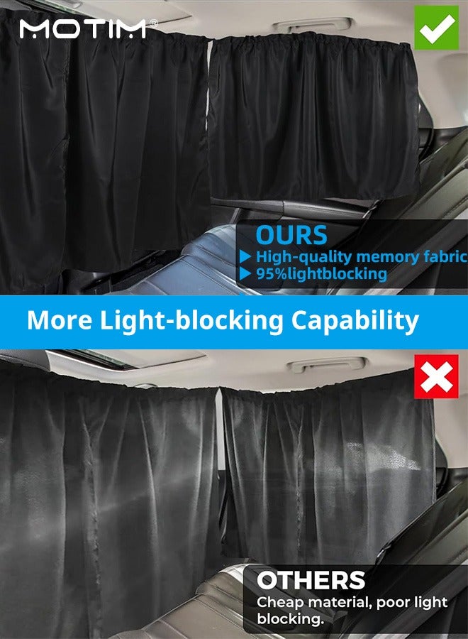 موتيم 3 قطع/مجموعة من واقيات الشمس للنافذة الجانبية للسيارة مع ستارة فاصلة للسيارة، وستائر معتمة للسيارة للحفاظ على الخصوصية، وستارة قابلة للإزالة للسيارة للحماية من الأشعة فوق البنفسجية، والحماية والخصوصية والحفاظ على البرودة، للرضاعة الطبيعية، وأخذ قيلولة، وتغيير الملابس، والتخييم - Image 3