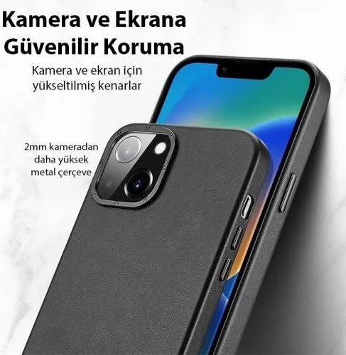 Polhammobile Polham Leather Textured Business iPhone 14 6.1 Case, Magsafe Compatible, Ultra Stylish, Camera Protective Case
