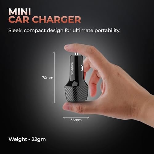 Kratos 51W Fast Car Charger with Dual Output, 51 Watts Total (28W USB + 25W Type C PD), Fast Charging, Adapter for iPhone & Android Smartphones and Tablets (Black) - Image 5