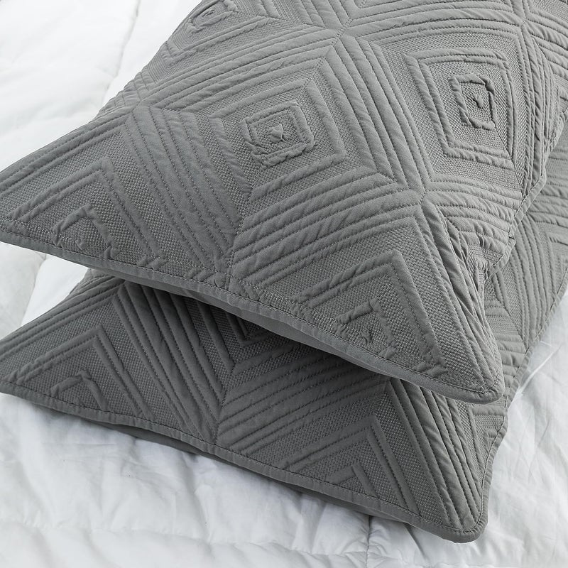 BOSOWOS وسادة Bosowos shams shams size size مجموعة من 2 ultra ناعم التنفس وسادة مبطن حالات 20 × 30 بوصة للنوم رمادي مربع 2packs 2packs - Image 5