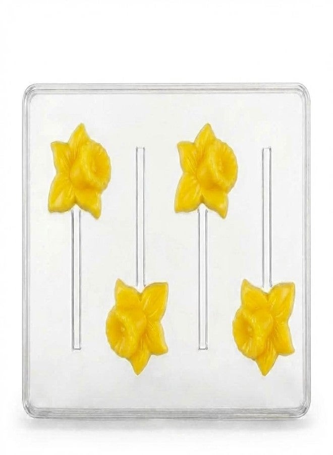 Lollipops Daffodil Lollipop Chocolate Candy Mold 3451 4 Cavities Flower Shape for Easter Mothers Day Wedding Showers - Image 1
