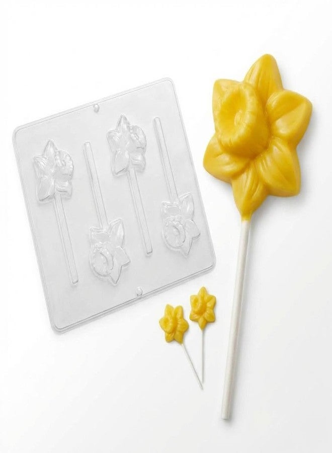 Lollipops Daffodil Lollipop Chocolate Candy Mold 3451 4 Cavities Flower Shape for Easter Mothers Day Wedding Showers - Image 2
