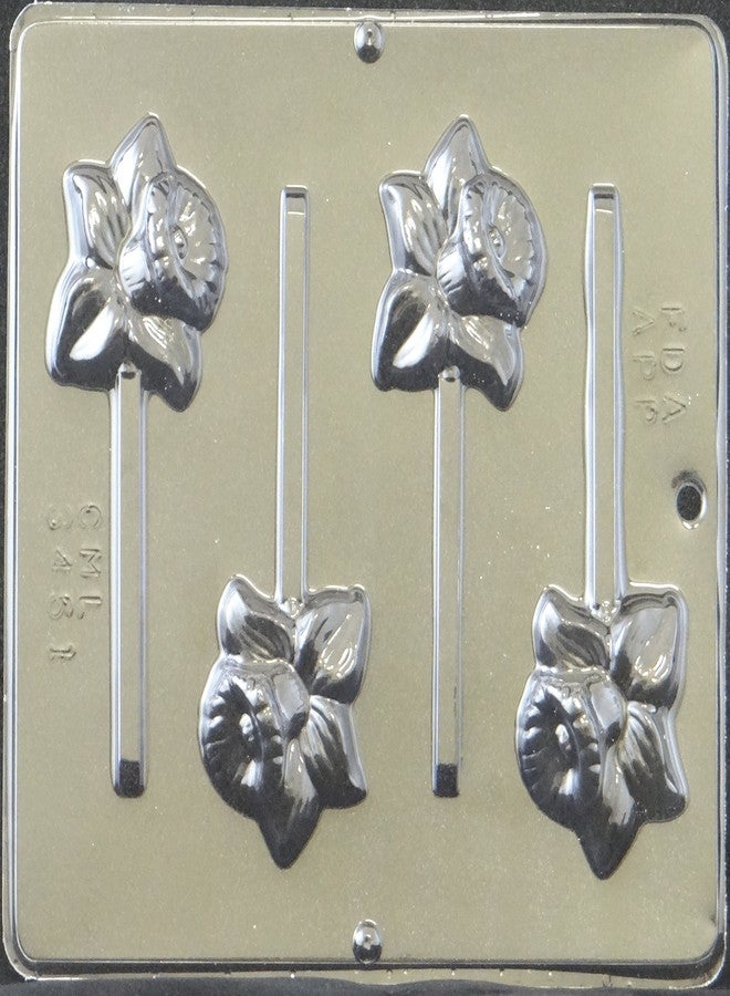 Lollipops Daffodil Lollipop Chocolate Candy Mold 3451 4 Cavities Flower Shape for Easter Mothers Day Wedding Showers - Image 3