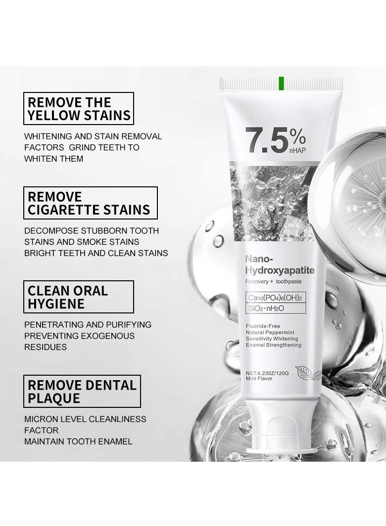 نانو معجون أسنان يحتوي على 7.5% هيدروكسي أباتيت - يقوي الأسنان، ويصلح مينا الأسنان، ويهدئ الحساسية، ويقلل من رائحة الفم الكريهة - Image 3