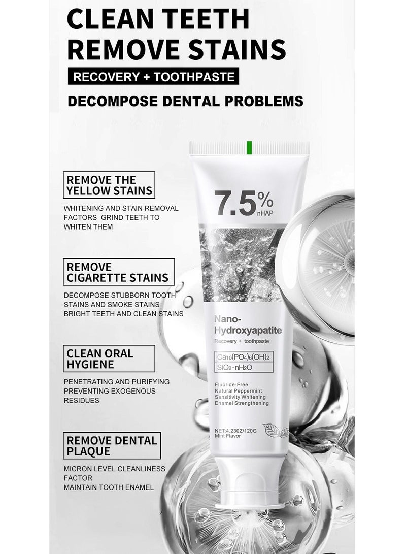 نانو معجون أسنان يحتوي على 7.5% هيدروكسي أباتيت - يقوي الأسنان، ويصلح مينا الأسنان، ويهدئ الحساسية، ويقلل من رائحة الفم الكريهة - Image 5