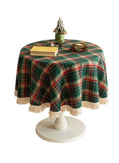 Beauenty Tablecloth 120 * 120cm for Round Table Dining Table Cloth with Tassel Cotton Linen Wrinkle Free Table Cover  - Image 1