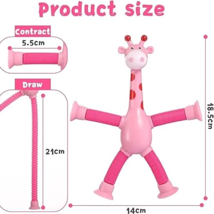 RAYYAN Pop Tubes Fidget Toy, Stretchy Giraffe Suction Toy, Funny Pop Tubes Sensory Toy for Toddlers, Educational Fidget Toys for Anxiety Kids Sensory Toy for Party Favors for Kids (Pack of 4) - Image 2