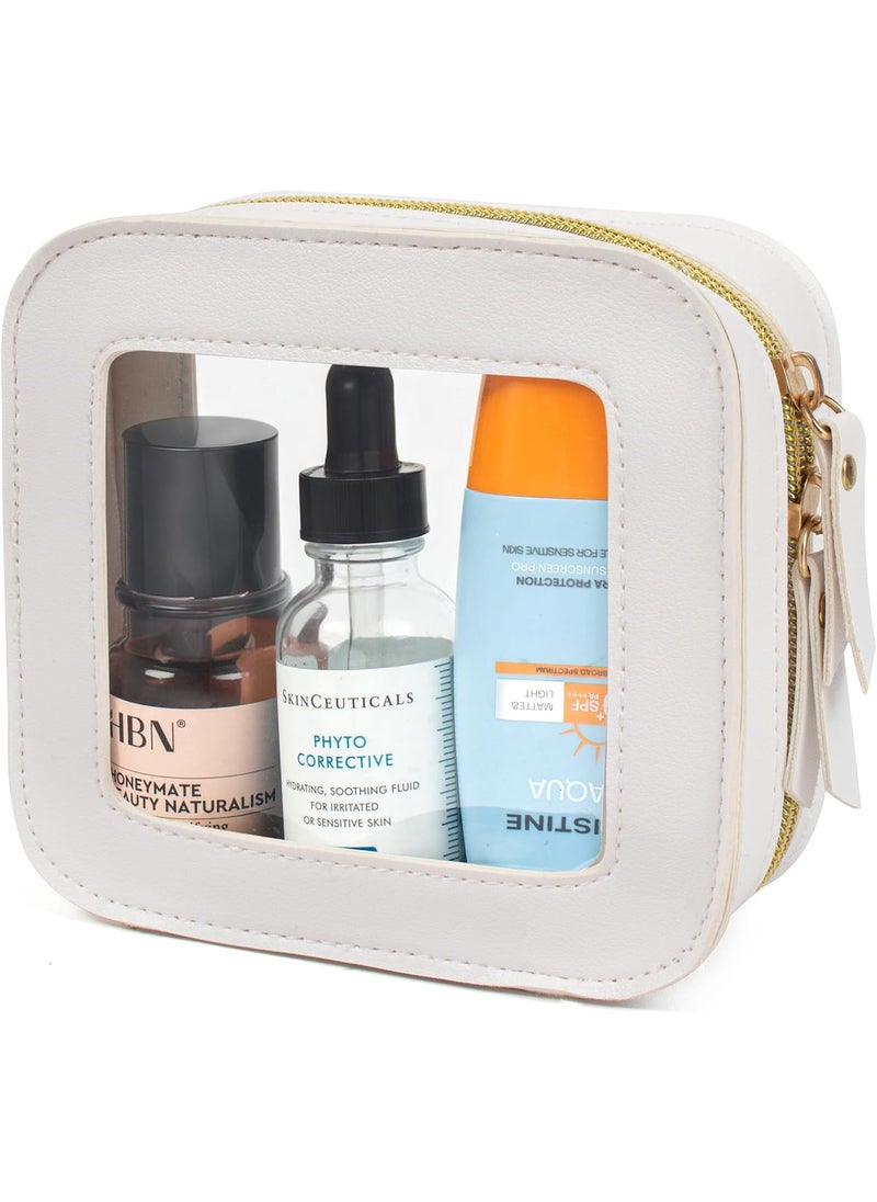 LETGO LETGO Mini Makeup Bag,Clear Makeup Bag Cute Makeup Bag Small Makeup Bag for Purse Essentials Car Accessories for Women Mini Toiletry Bag for Women Men (Clear White, Mini) 
