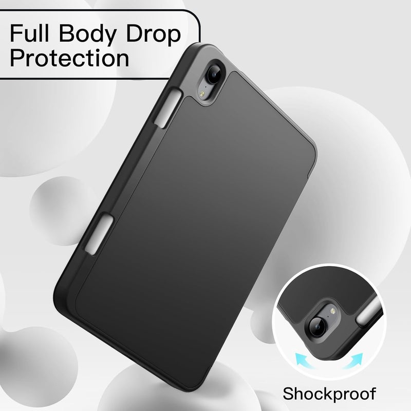 جي تيك جراب لجهاز آيباد ميني (A17 Pro، موديل 2024، الجيل السابع) / ميني 6 (موديل 2021، الجيل السادس)، غطاء رفيع للجهاز اللوحي مع ظهر ناعم من مادة TPU، خاصية الإيقاظ/السكون التلقائي (أسود) - Image 4