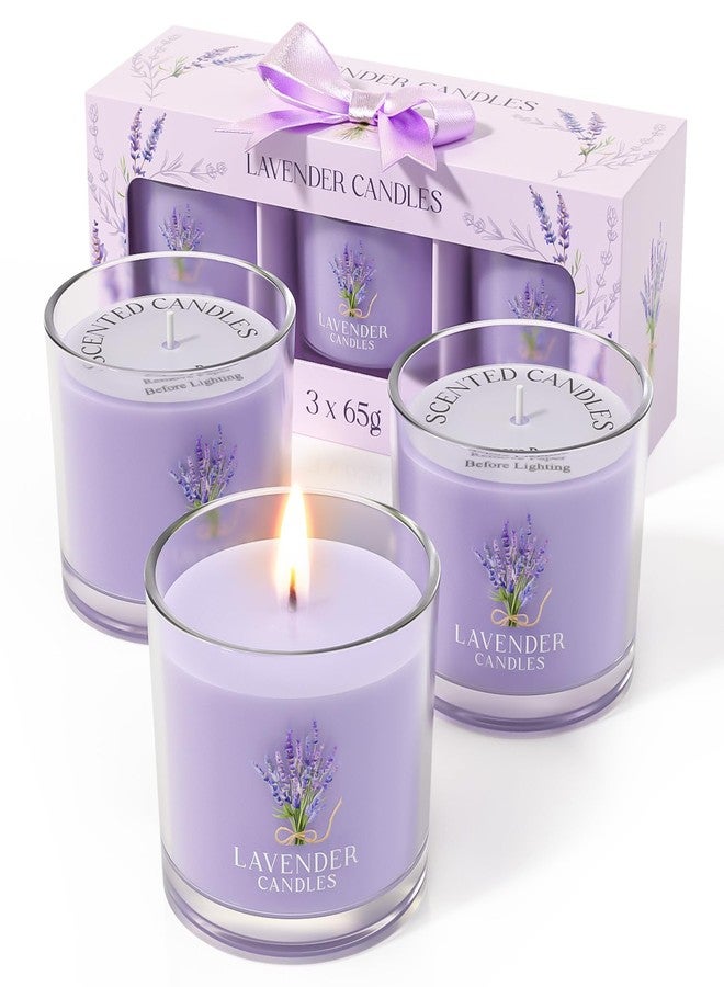 CHILLFLAME Lavender Candle, Scented Candles Gift Set for Stress Relief, 3 Votive Candles for Women and Men, Birthday Candle Gifts for Women, Christmas Candles for Women (Purple, 7 oz) - Image 1