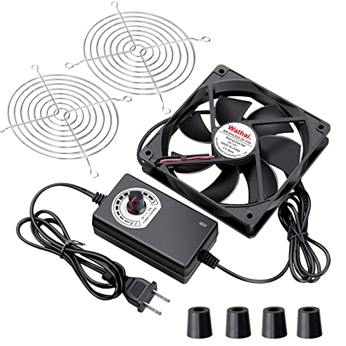 Wathai 120mm x 25mm AC Powered Computer Fan with AC Plug 110V 120V 220V 240V Variable Speed Controller 3V to 12V, for Biltong Box Greenhouse Receiver Amplifier Xbox DVR PlayStation Component Cooling - Image 1