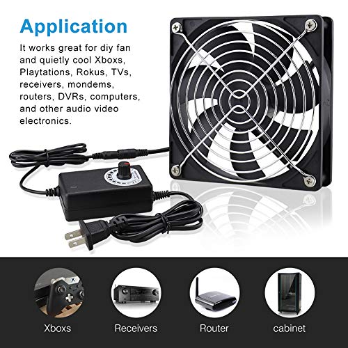 Wathai 120mm x 25mm AC Powered Computer Fan with AC Plug 110V 120V 220V 240V Variable Speed Controller 3V to 12V, for Biltong Box Greenhouse Receiver Amplifier Xbox DVR PlayStation Component Cooling - Image 5