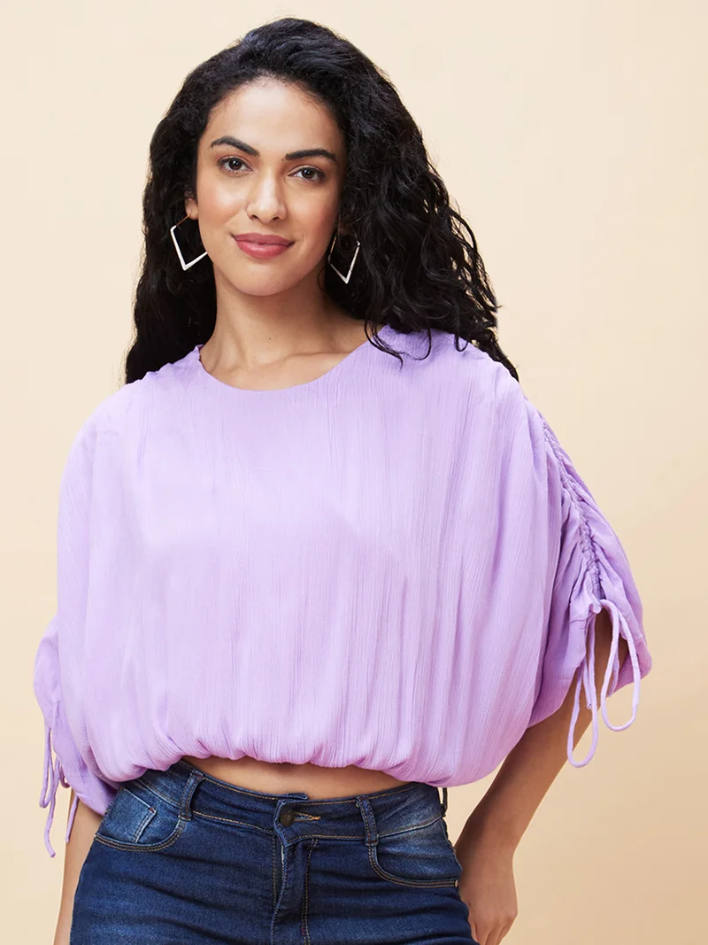 جلو باص Women Extended Sleeves Blouson Top