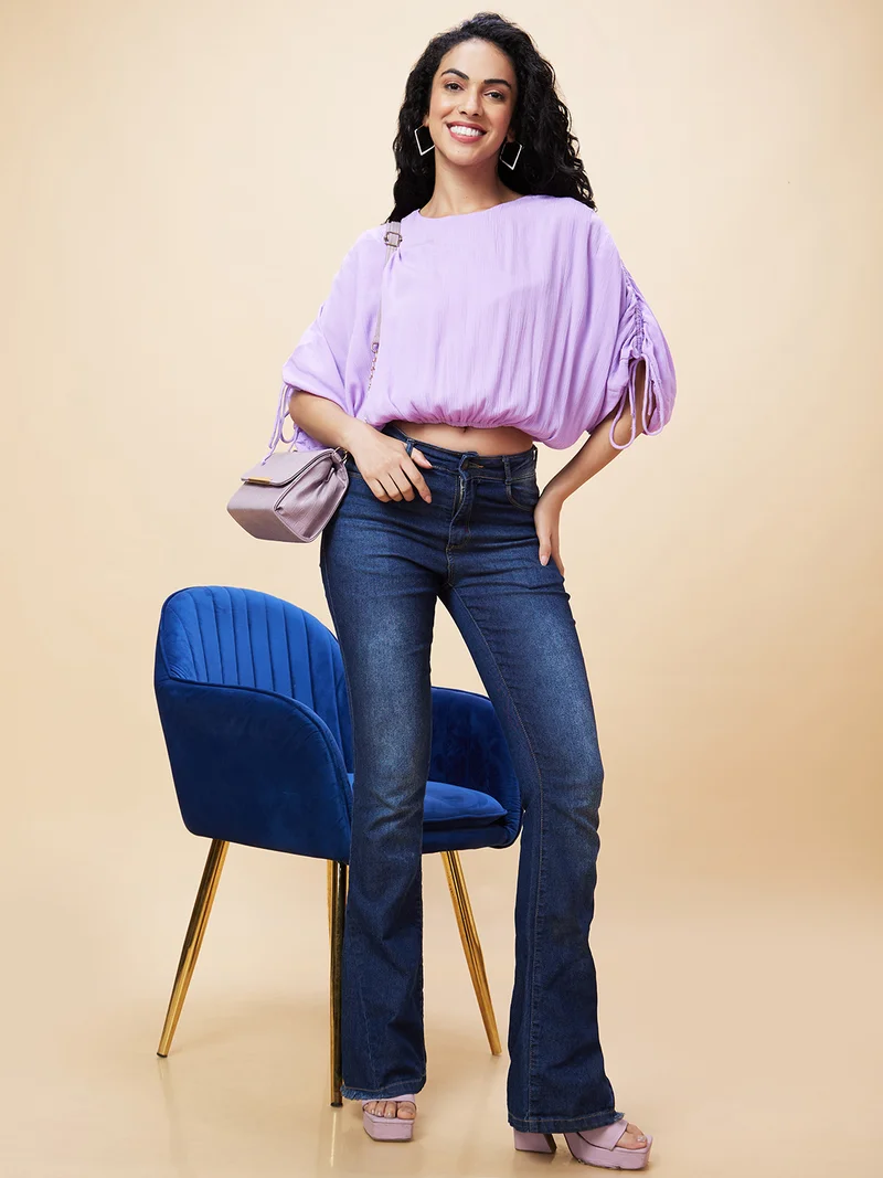 جلو باص Women Extended Sleeves Blouson Top