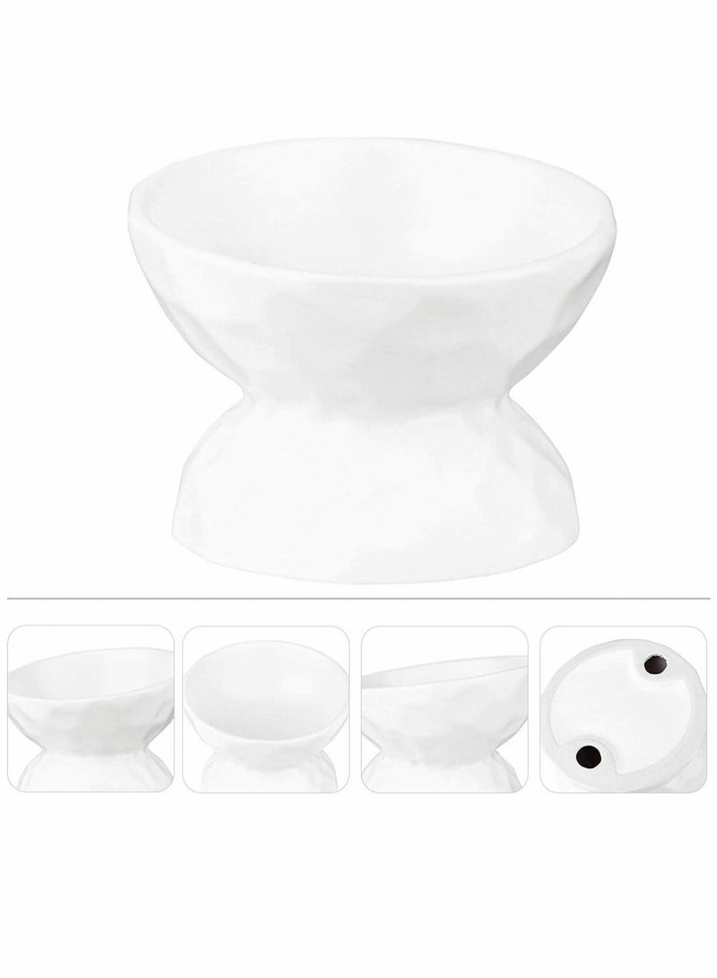 Excefore Elevated Cat Bowls Pet Food Water Feeder Bowl Tilted Non-Slip for Cats Small Dogs Safe Lead & Cadmium Free Easy to Wash White - Image 1