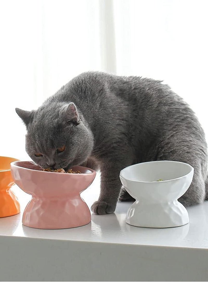 Excefore Elevated Cat Bowls Pet Food Water Feeder Bowl Tilted Non-Slip for Cats Small Dogs Safe Lead & Cadmium Free Easy to Wash White - Image 2