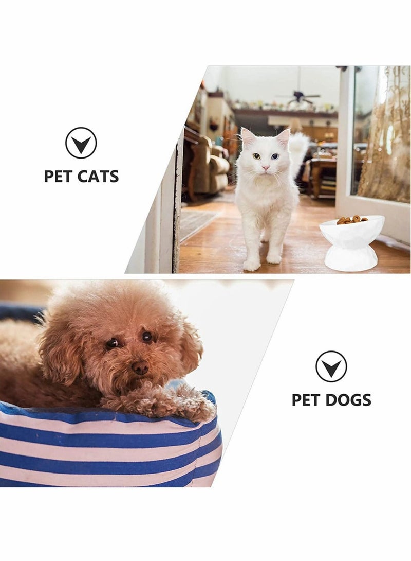 Excefore Elevated Cat Bowls Pet Food Water Feeder Bowl Tilted Non-Slip for Cats Small Dogs Safe Lead & Cadmium Free Easy to Wash White - Image 4
