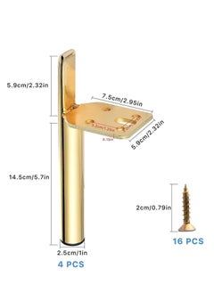 Y&D Metal Furniture Legs, Modern Coffee Table Home DIY Projects Feet Replacement for Sofa Dresser Couch, Gold 6 Inch Set of 4  - Image 3