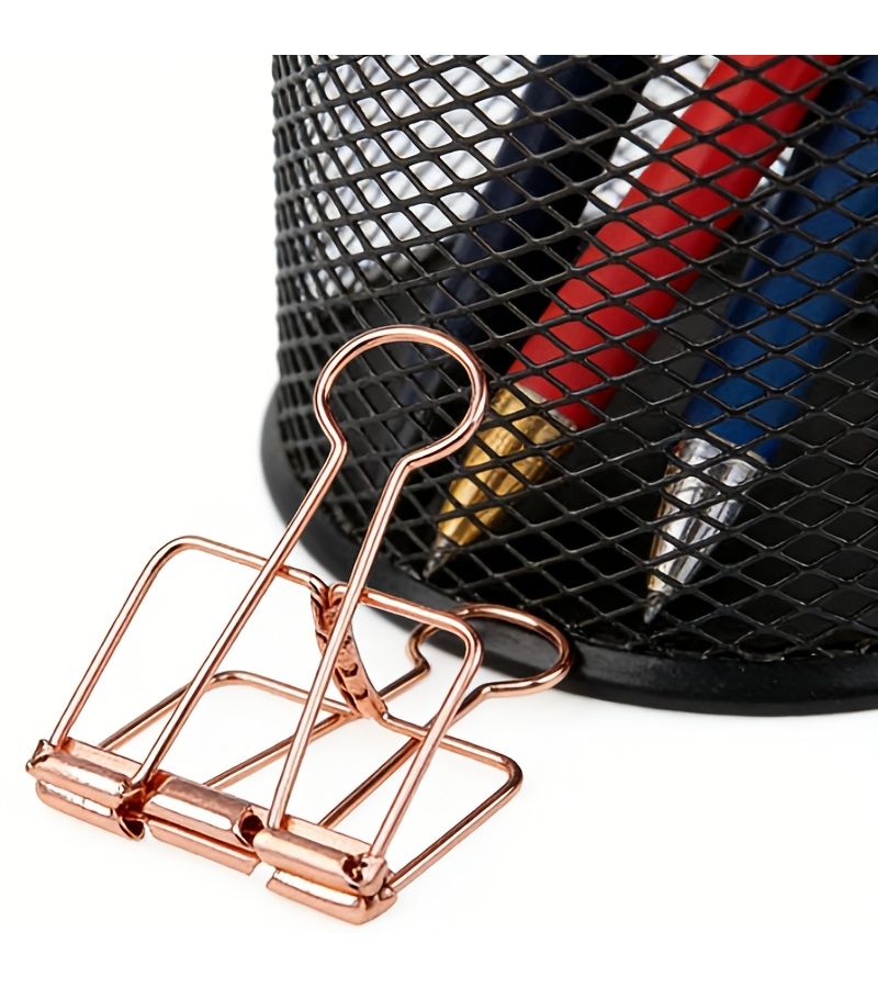 5 Pcs Rose Golden Heavy Duty Binder Clips Stationery Folder Document Paper Clamps For Office Organization - Image 1
