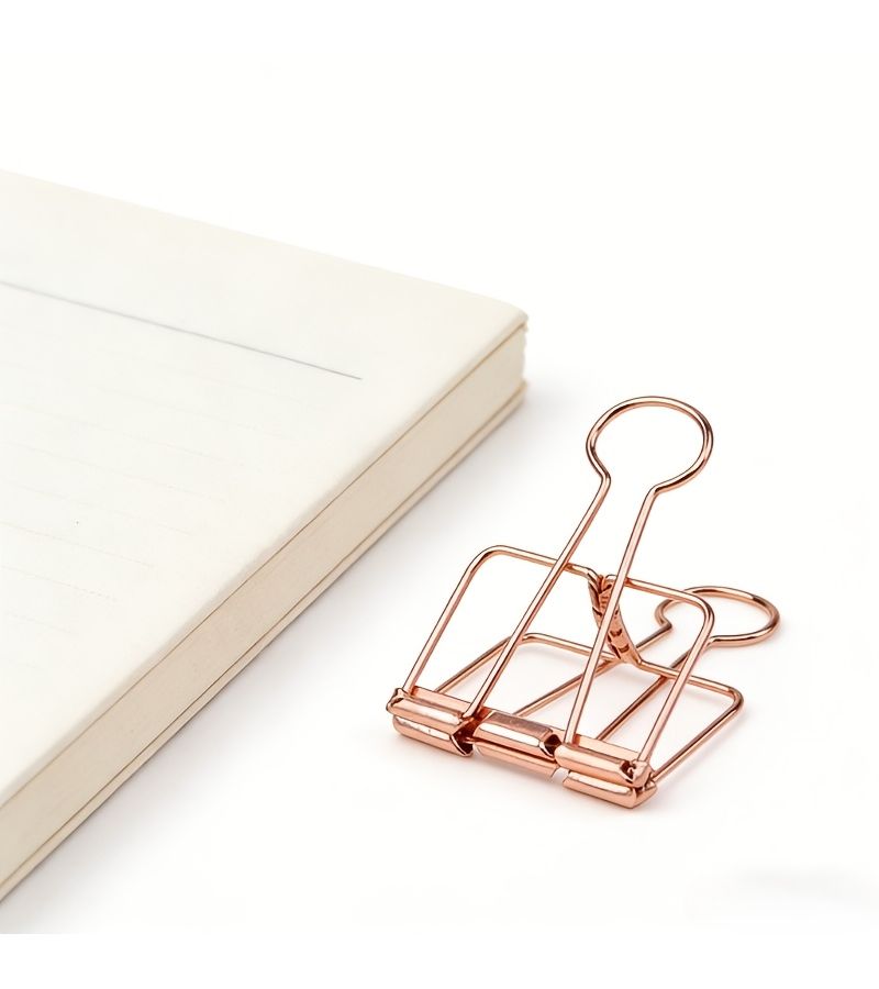 5 Pcs Rose Golden Heavy Duty Binder Clips Stationery Folder Document Paper Clamps For Office Organization - Image 3