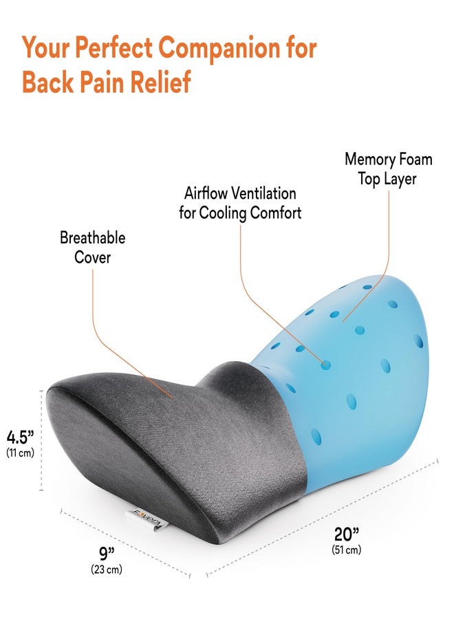 FOVERA Contoured Lumbar Pillow for Sleeping Back Pain, Nerve Pain, Pregnancy, and Hip Pain Relief - Orthopedic Memory Foam with Breathable and Washable Cover (Velvet Dark Grey) - Image 4