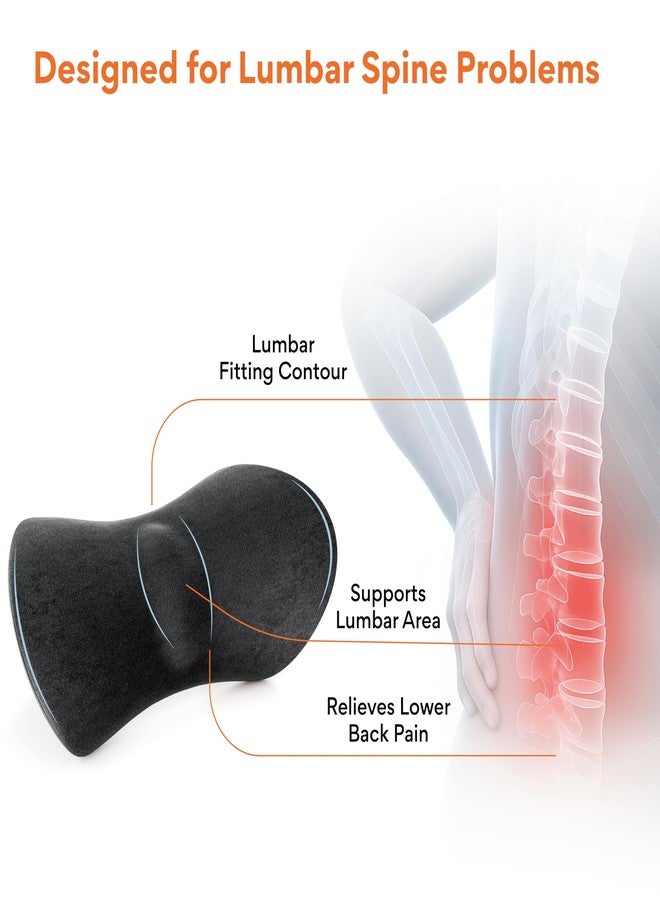 FOVERA Contoured Lumbar Pillow for Sleeping Back Pain, Nerve Pain, Pregnancy, and Hip Pain Relief - Orthopedic Memory Foam with Breathable and Washable Cover (Velvet Dark Grey) - Image 3
