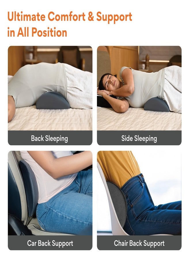 FOVERA Contoured Lumbar Pillow for Sleeping Back Pain, Nerve Pain, Pregnancy, and Hip Pain Relief - Orthopedic Memory Foam with Breathable and Washable Cover (Velvet Dark Grey) - Image 5