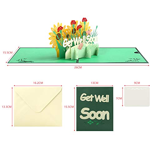 Kesote 3D Get Well Pop Up Card, Greeting Card for Patient Pop Up Sympathy Card with Envelope - Image 4