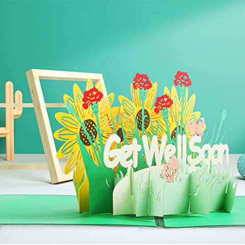 Kesote 3D Get Well Pop Up Card, Greeting Card for Patient Pop Up Sympathy Card with Envelope - Image 2