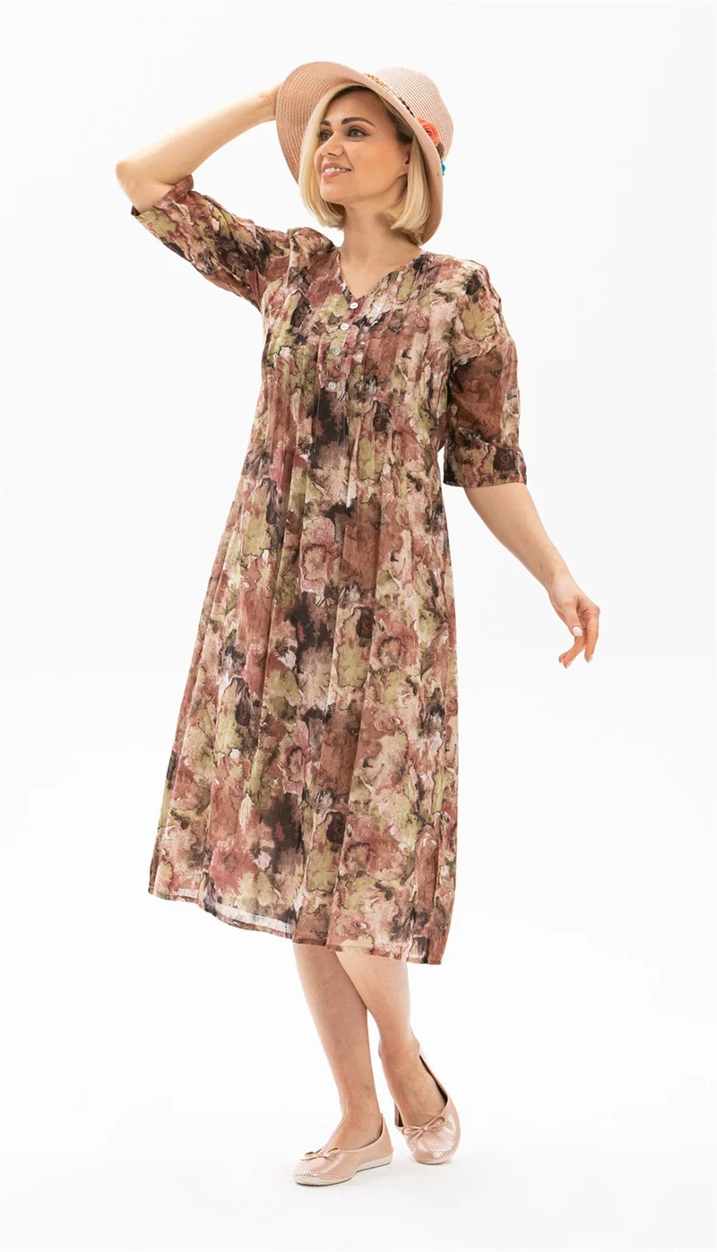 Eliş Şile Bezi Floral Chiffon Dress