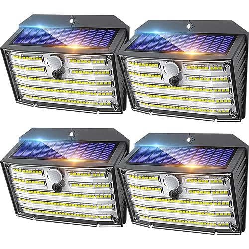 CLAONER Solar Lights Outdoor 126 LED Wireless Motion Sensor Lights IP65 Waterproof Security Lights 3 Modes 270 Lighting Angle UltraBright Wall Lights for Deck Patio Fence Garage - Image 1