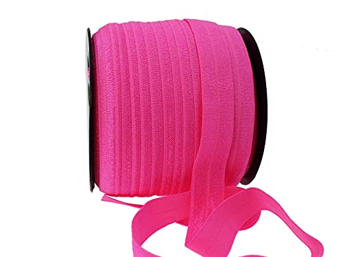 JESEP Neon Rose Fold Over Elastic 5/8 inch 15mm Elastic Bands for Sewing 40 Yards Wide Elastic Headbands Stretchy Ribbon for Crafts-Elastic Straps Trim for Girls Hair Ties-Bow-DIY Projects-Clothes - Image 4