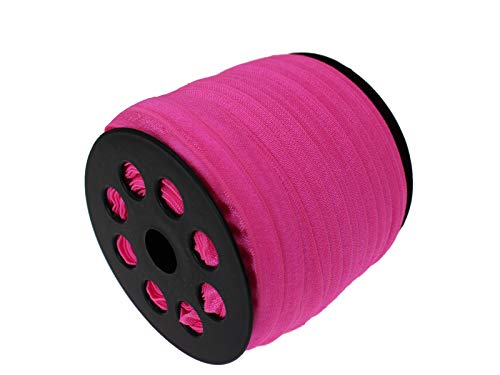 JESEP Neon Rose Fold Over Elastic 5/8 inch 15mm Elastic Bands for Sewing 40 Yards Wide Elastic Headbands Stretchy Ribbon for Crafts-Elastic Straps Trim for Girls Hair Ties-Bow-DIY Projects-Clothes - Image 1
